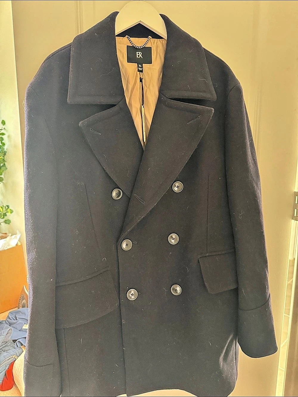 BR Men's Pea Coat in Black XL NWT